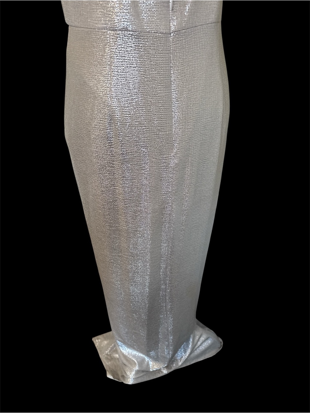 Aidan Mattox Silver Metallic Deep-V Thigh-Slit Gown size 8 - Picture 5 of 6